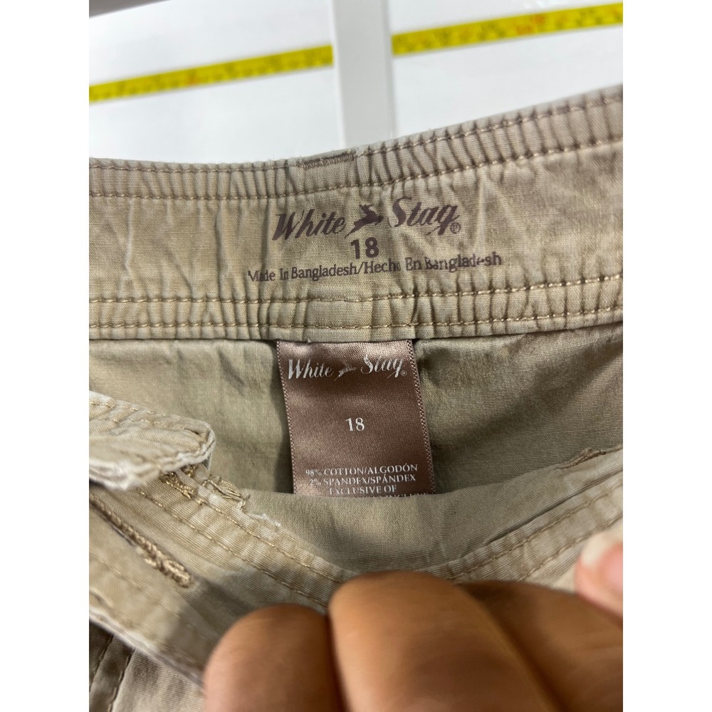White Stag Khaki Cargo Mini Skirt Tan Cotton Stretch Utility Pockets Size 18